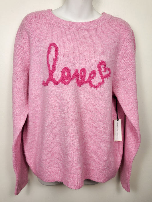 NEW - Cupcakes and Cashmere pink "Love" sweater | Size LARGE