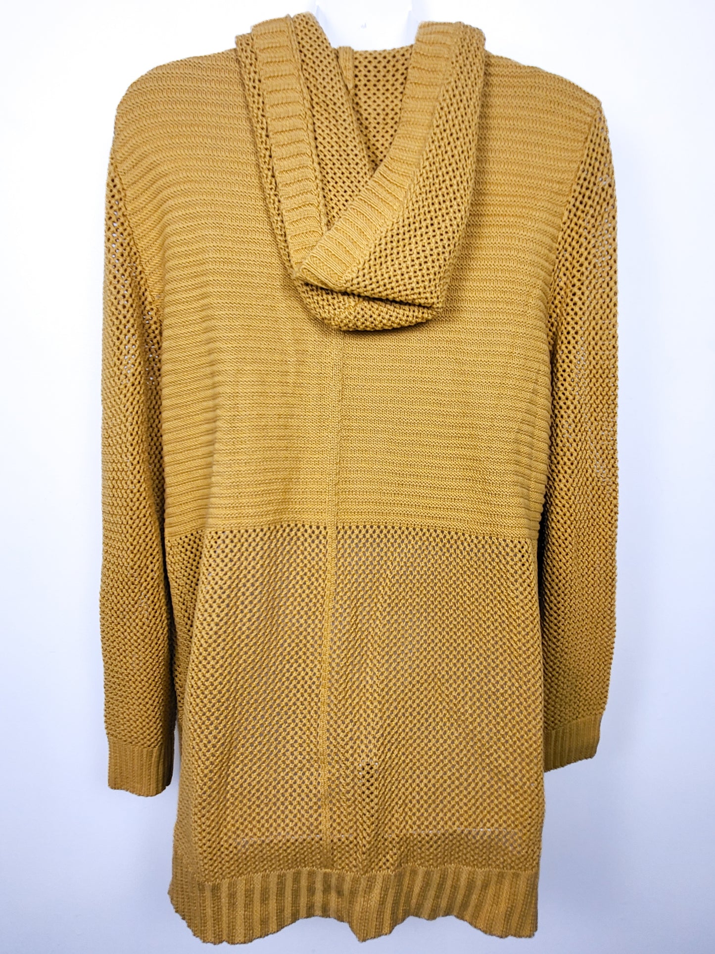 Marled golden yellow hooded open cardigan sweater | Size 1X