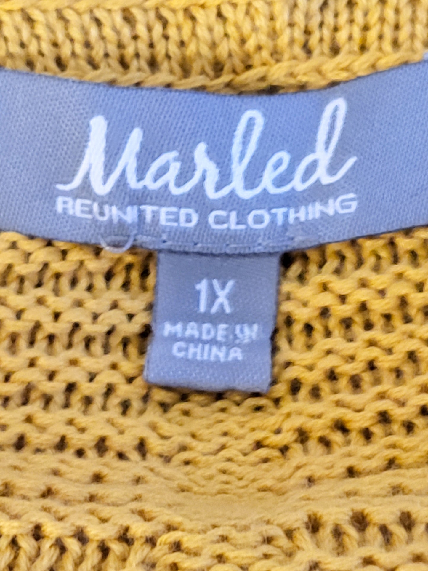 Marled golden yellow hooded open cardigan sweater | Size 1X