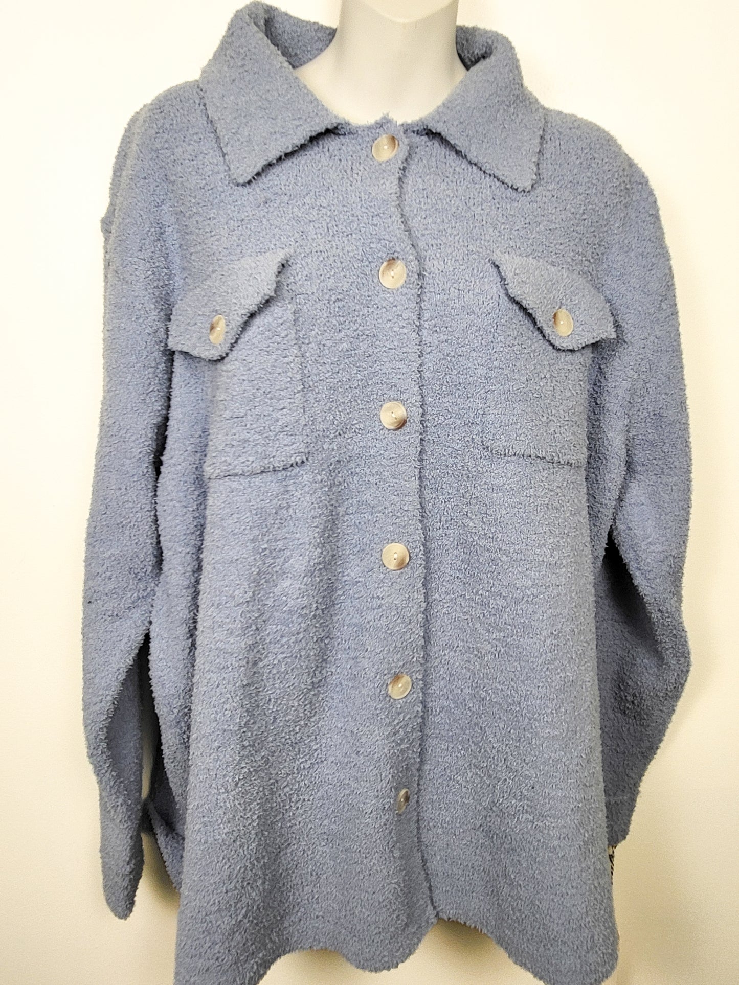 NEW - Ruby Moon blue fuzzy button down shacket | Size XL