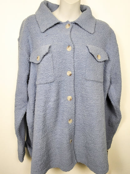 NEW - Ruby Moon blue fuzzy button down shacket | Size XL