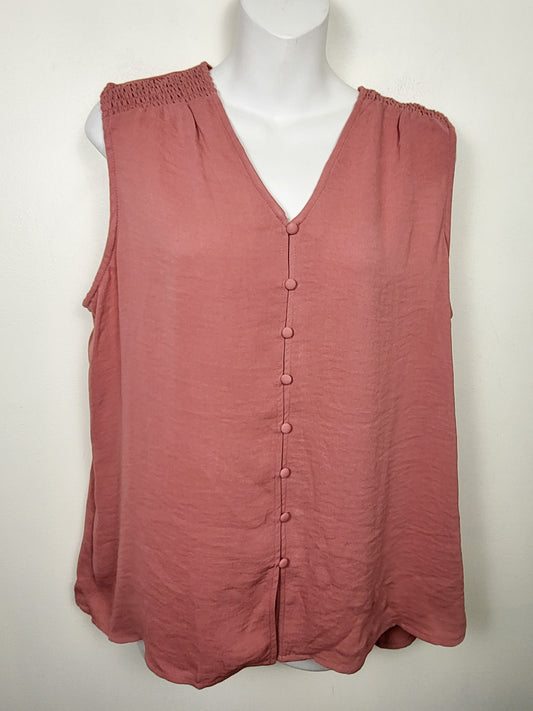 NEW - Tamara H blush pink sleeveless button down top | Size LARGE