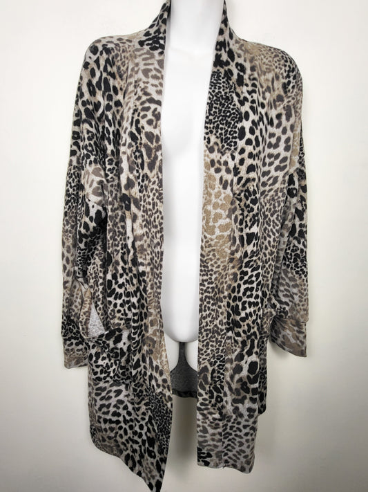 Gilmour leopard print knit open lightweight cardigan | Size SMALL / MEDIUM