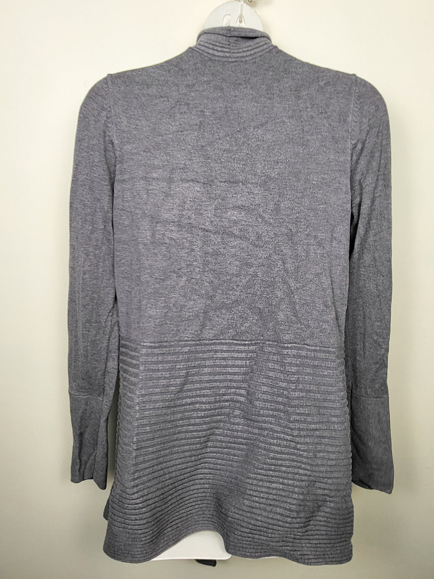 Laura Grey Ribbed Cascade Open-Front Cardigan | Size SMALL