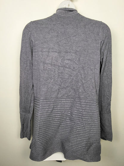 Laura Grey Ribbed Cascade Open-Front Cardigan | Size SMALL