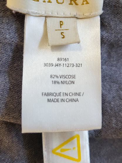 Laura Grey Ribbed Cascade Open-Front Cardigan | Size SMALL