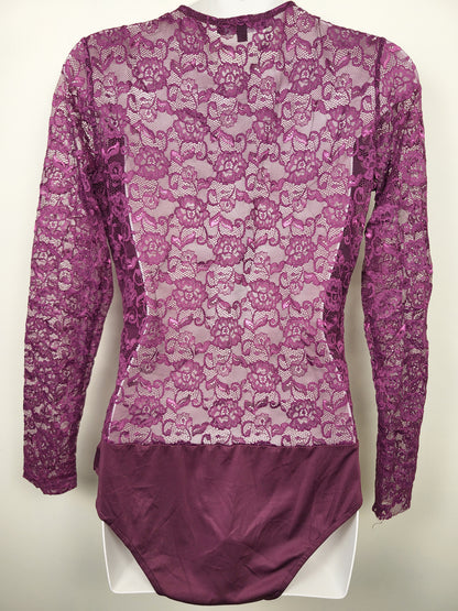 C'est Moi Magenta Lace Wrap-Front Bodysuit | Size MEDIUM