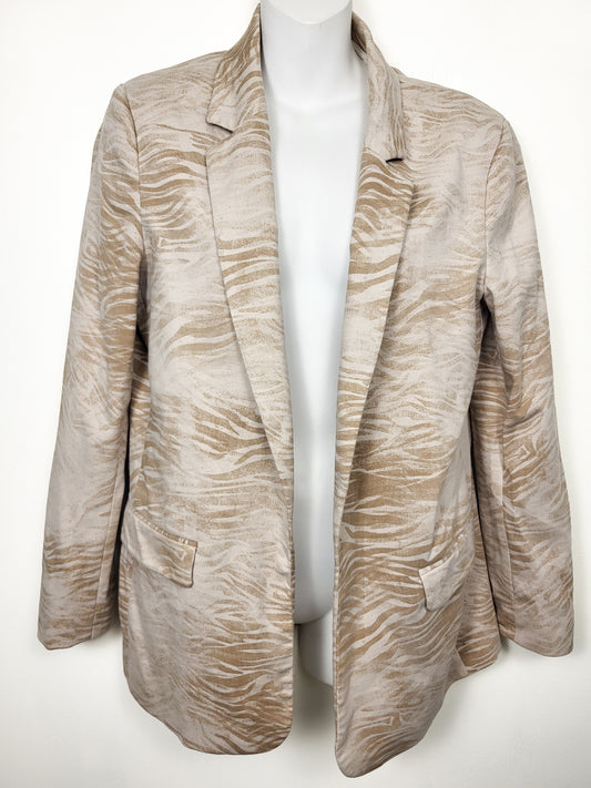 Yaya Women beige print blazer in "Summer Sand Dessin" print | Size 40 (US size 8)