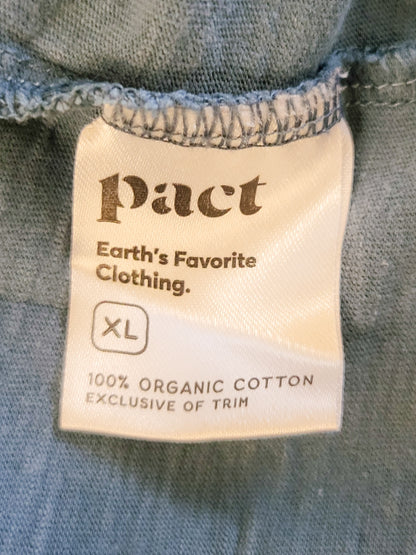 Pact Blue-Grey Organic Cotton Relaxed Tie Waist Dress | Size XL