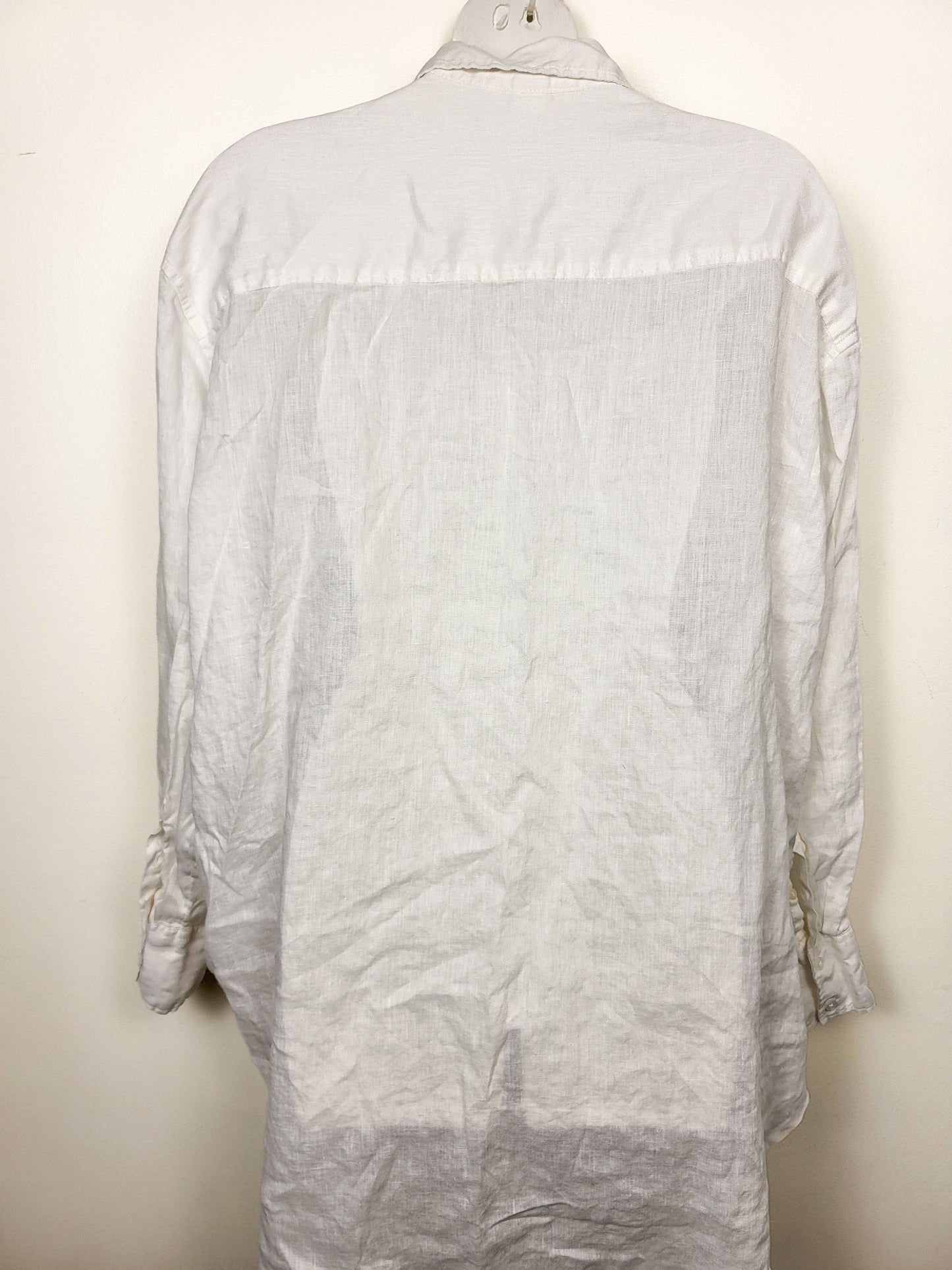 H and M white oversized linen blend button down shirt | Size LARGE