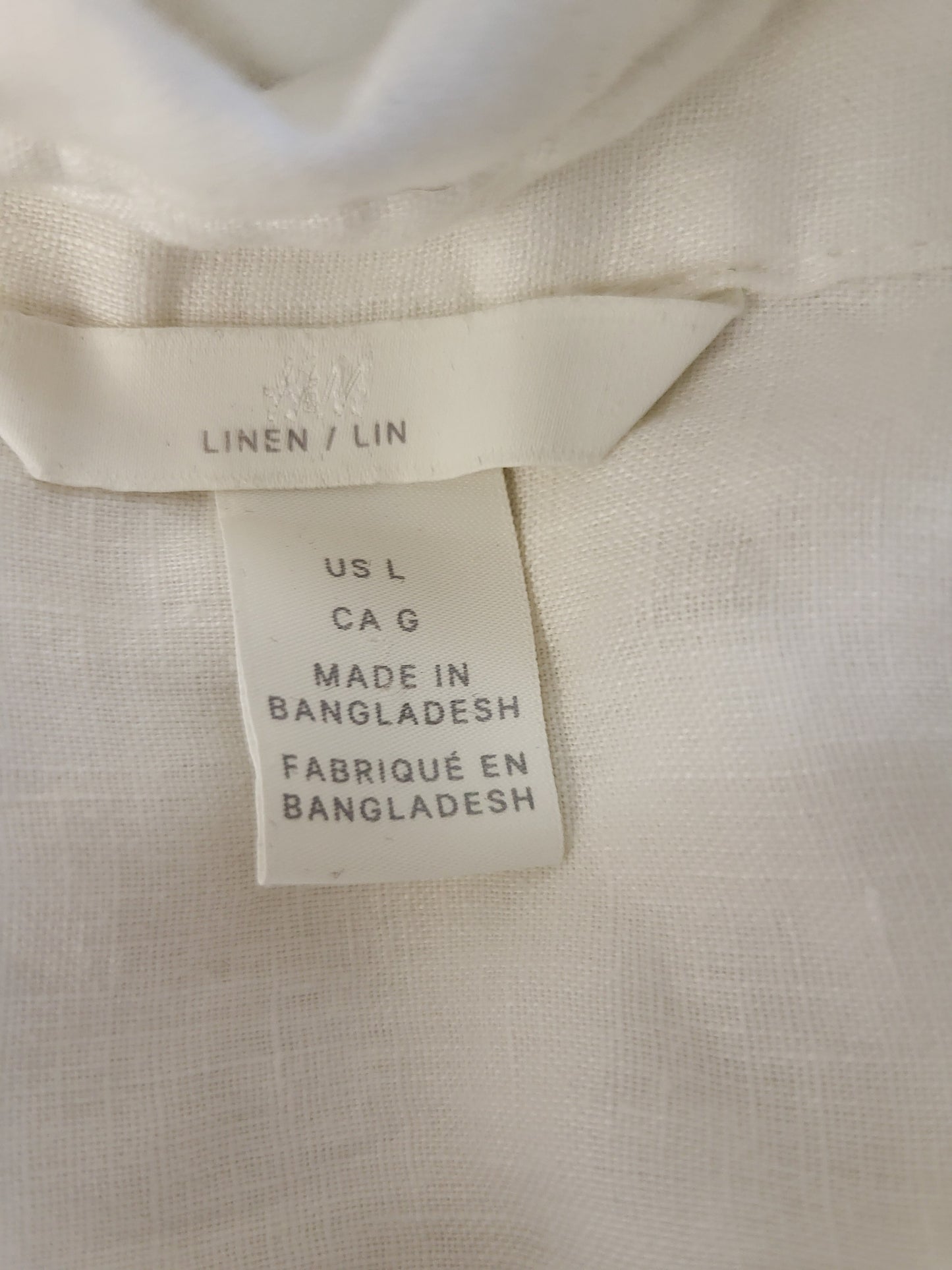 H and M white oversized linen blend button down shirt | Size LARGE