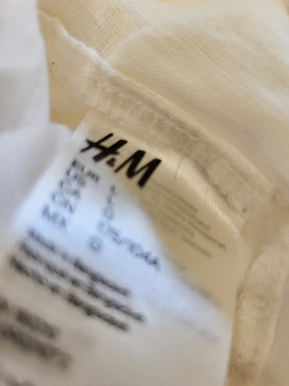 H and M white oversized linen blend button down shirt | Size LARGE