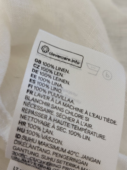 H and M white oversized linen blend button down shirt | Size LARGE