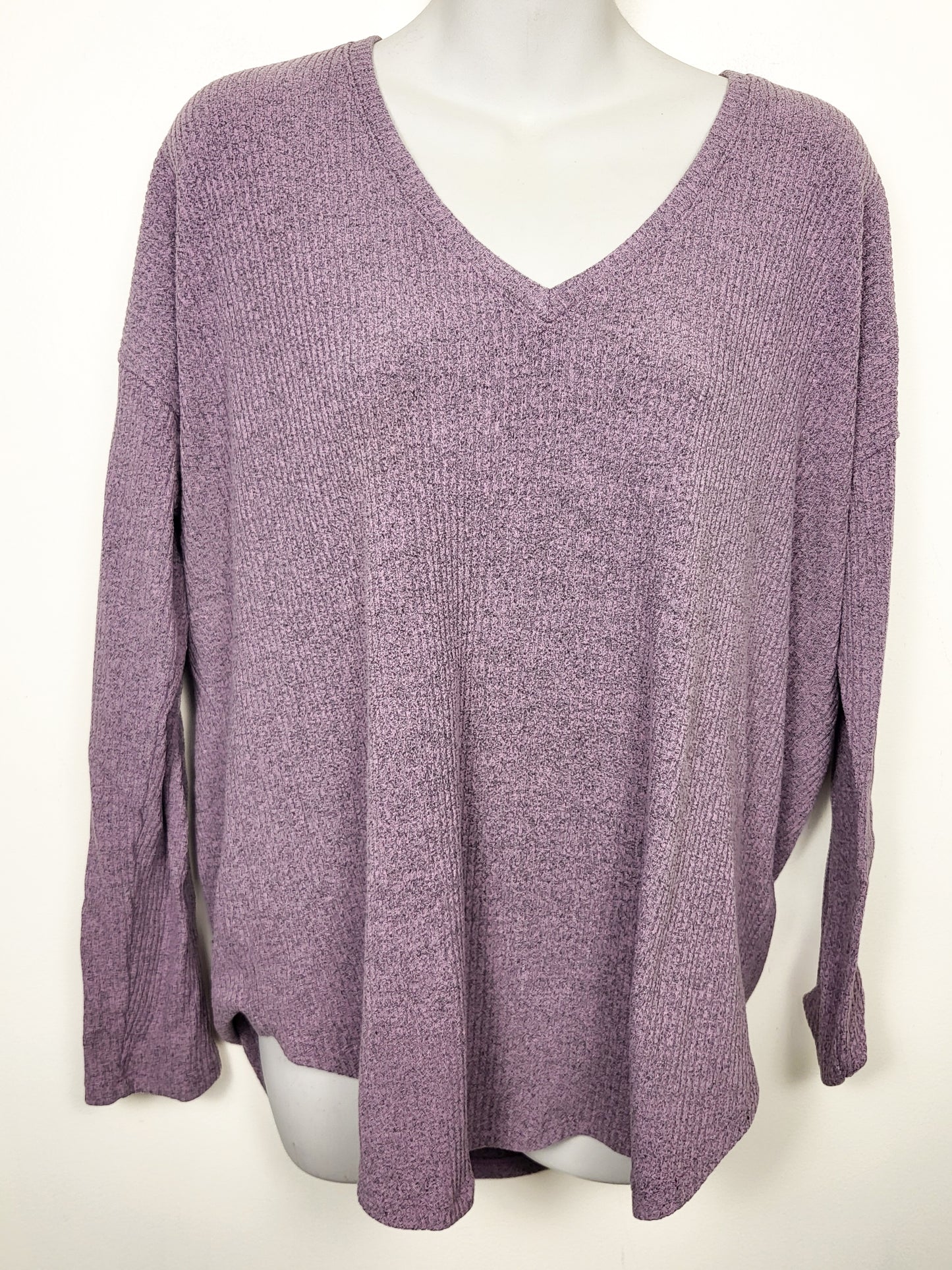 Joe Fresh purple rib knit top | Size XL