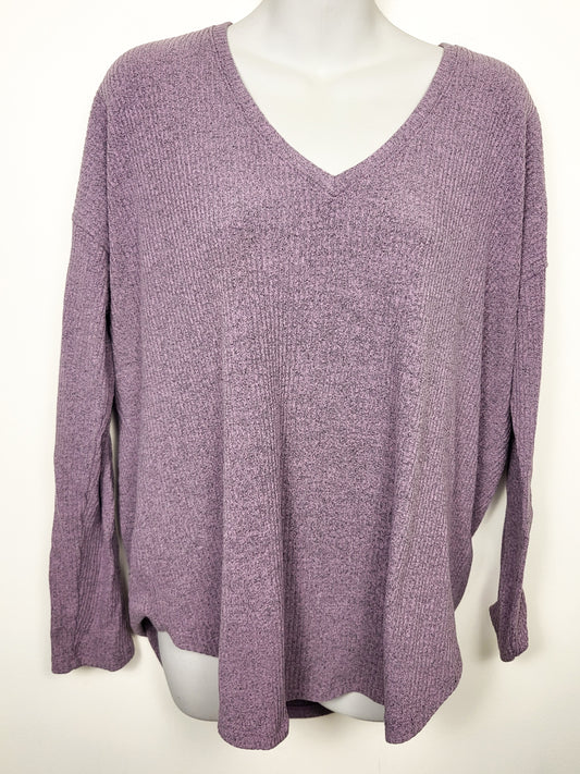 Joe Fresh purple rib knit top | Size XL