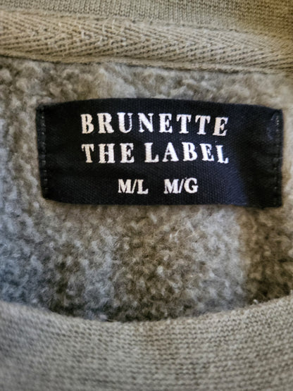 Brunette the Label olive green fleecy lined crewneck | Size M/L