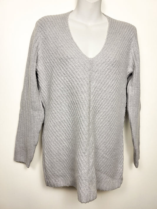 Dynamite grey ribbed v-neck sweater | Size MEDIUM