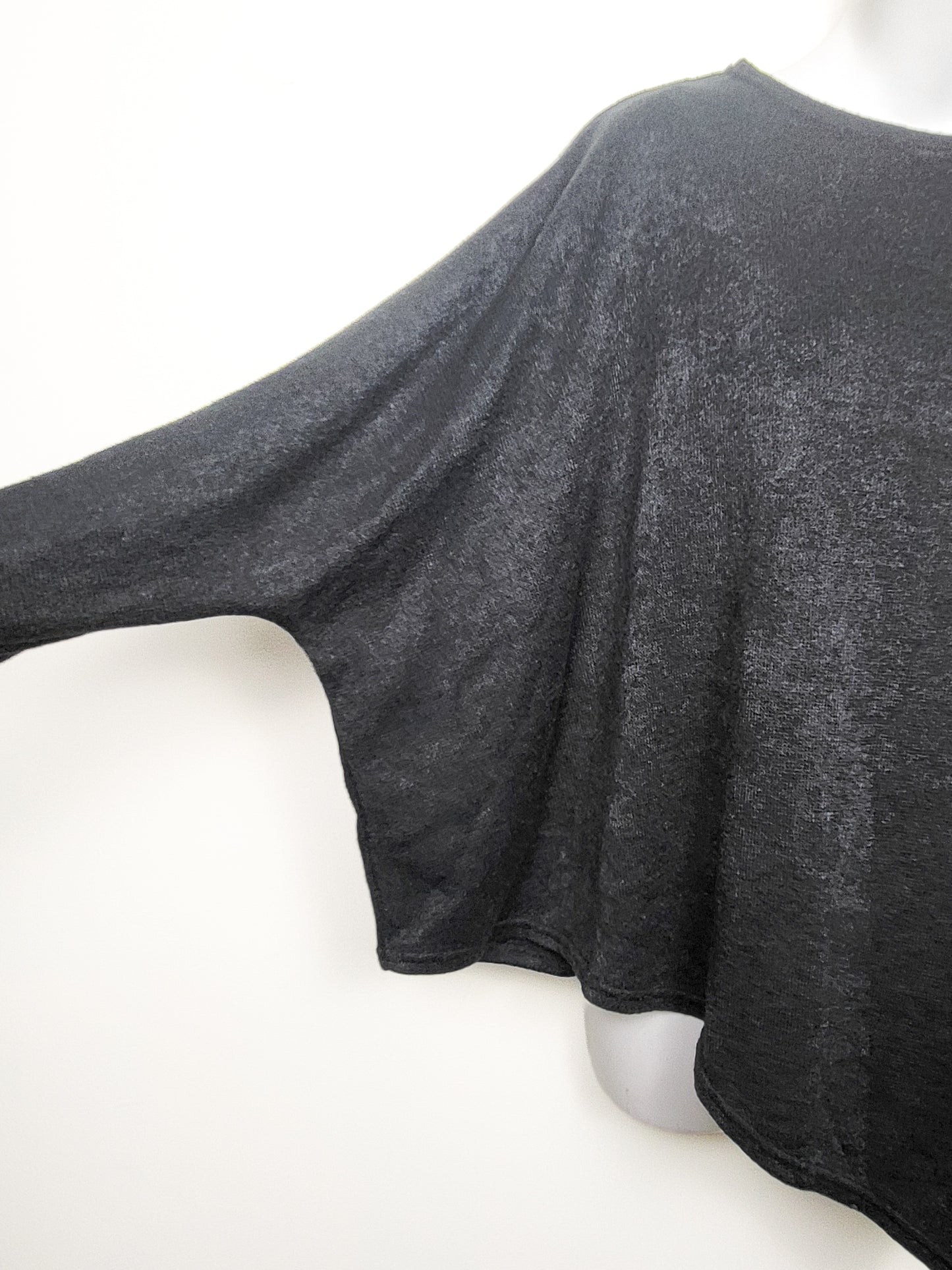 NEW - KAVU Wilhelmina black asymmetrical knit top with dolman sleeves | One Size Fits Most
