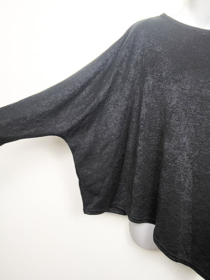 NEW - KAVU Wilhelmina black asymmetrical knit top with dolman sleeves | One Size Fits Most