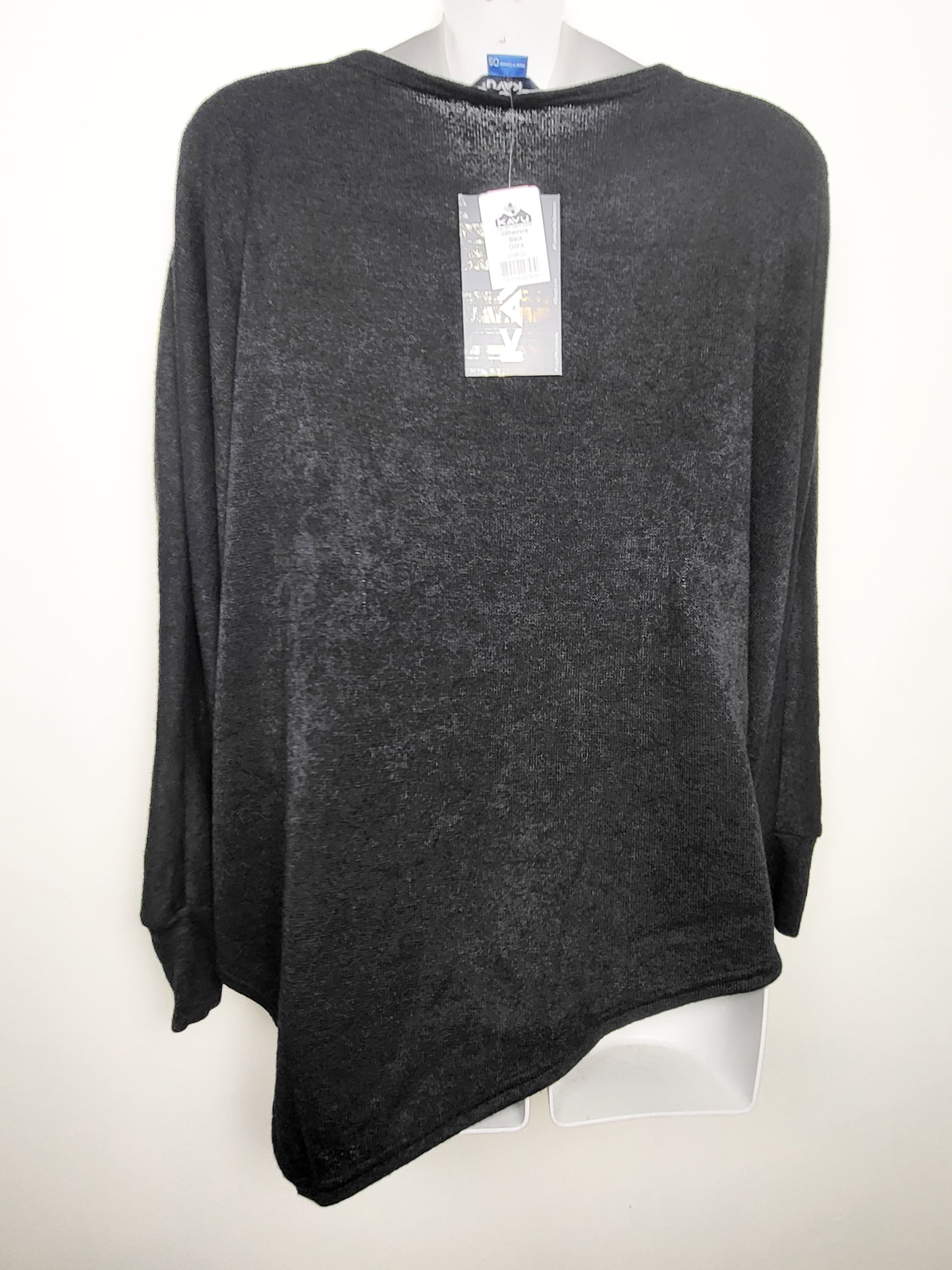 NEW - KAVU Wilhelmina black asymmetrical knit top with dolman sleeves | One Size Fits Most