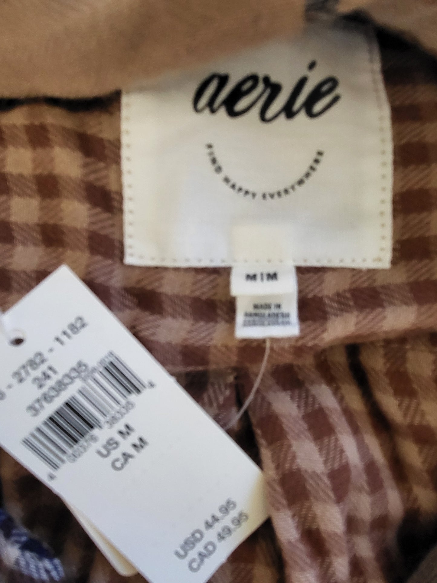 NEW - Aerie brown plaid muslin cotton 2pc button down PJs | Size MEDIUM LONG
