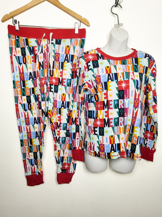 Indigo organic cotton 2pc holiday themed PJs | Size MEDIUM