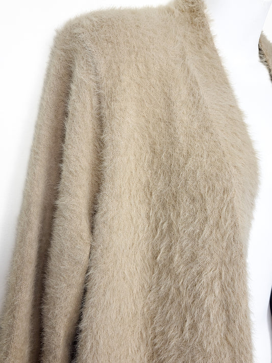 NEW - Banana Republic Tan Fuzzy Long Eyelash Cardigan Sweater | Size MEDIUM