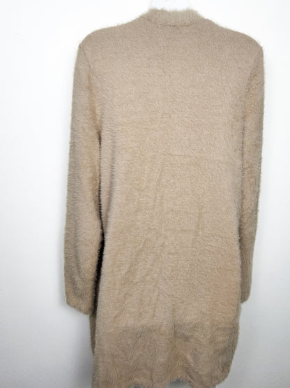 NEW - Banana Republic Tan Fuzzy Long Eyelash Cardigan Sweater | Size MEDIUM