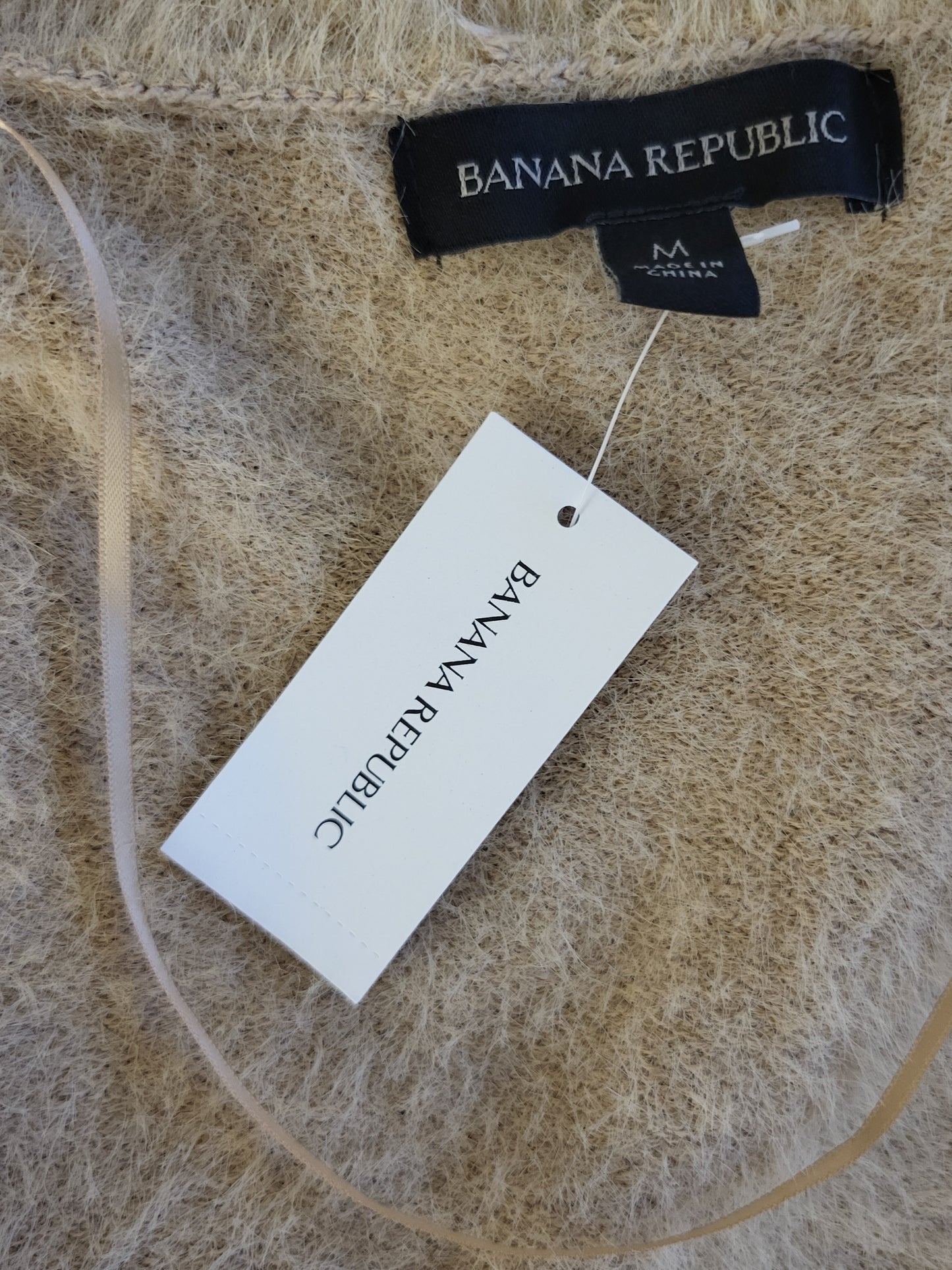 NEW - Banana Republic Tan Fuzzy Long Eyelash Cardigan Sweater | Size MEDIUM