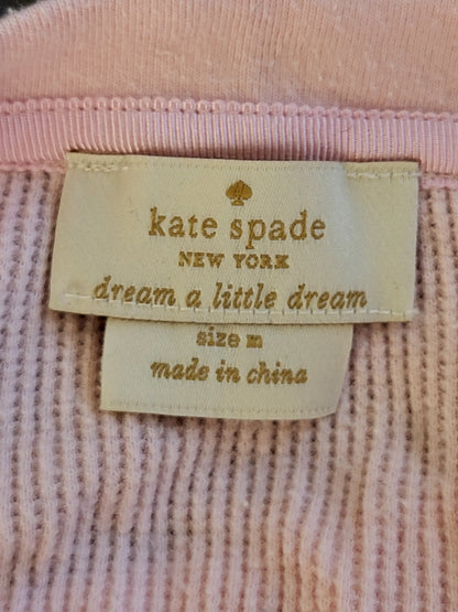 Kate Spade New York Pink"Hey Gorgeous" Long Sleeve Thermal Sleep Shirt | Size MEDIUM