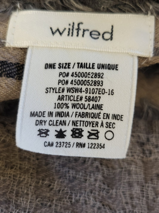 Aritzia Wilfred Mixed Stripes Wool Blanket Scarf in Taupe and Grey