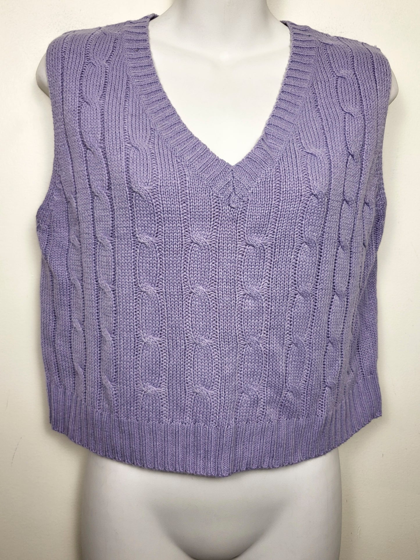 Ardene purple cable knit sweater vest | Size LARGE