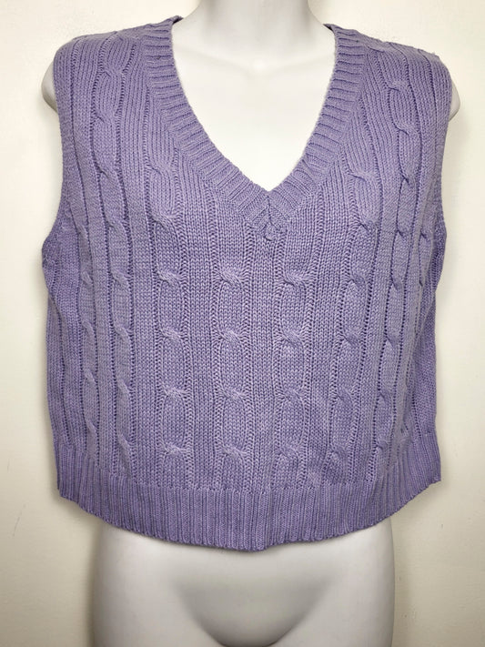 Ardene purple cable knit sweater vest | Size LARGE