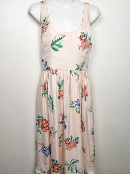BB Dakota peachy-pink floral print sleeveless midi dress | Size 6 - AS IS