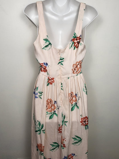 BB Dakota peachy-pink floral print sleeveless midi dress | Size 6 - AS IS