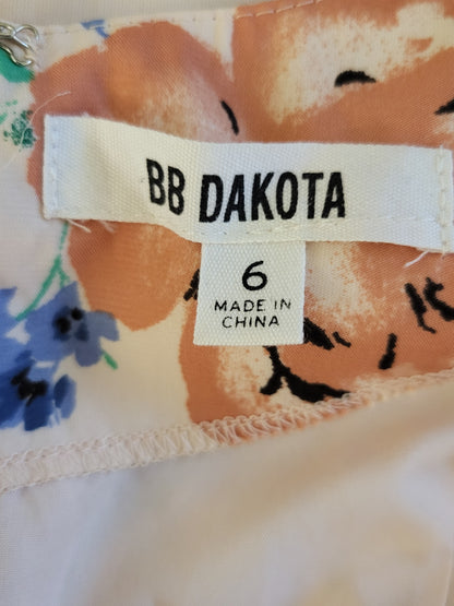 BB Dakota peachy-pink floral print sleeveless midi dress | Size 6 - AS IS
