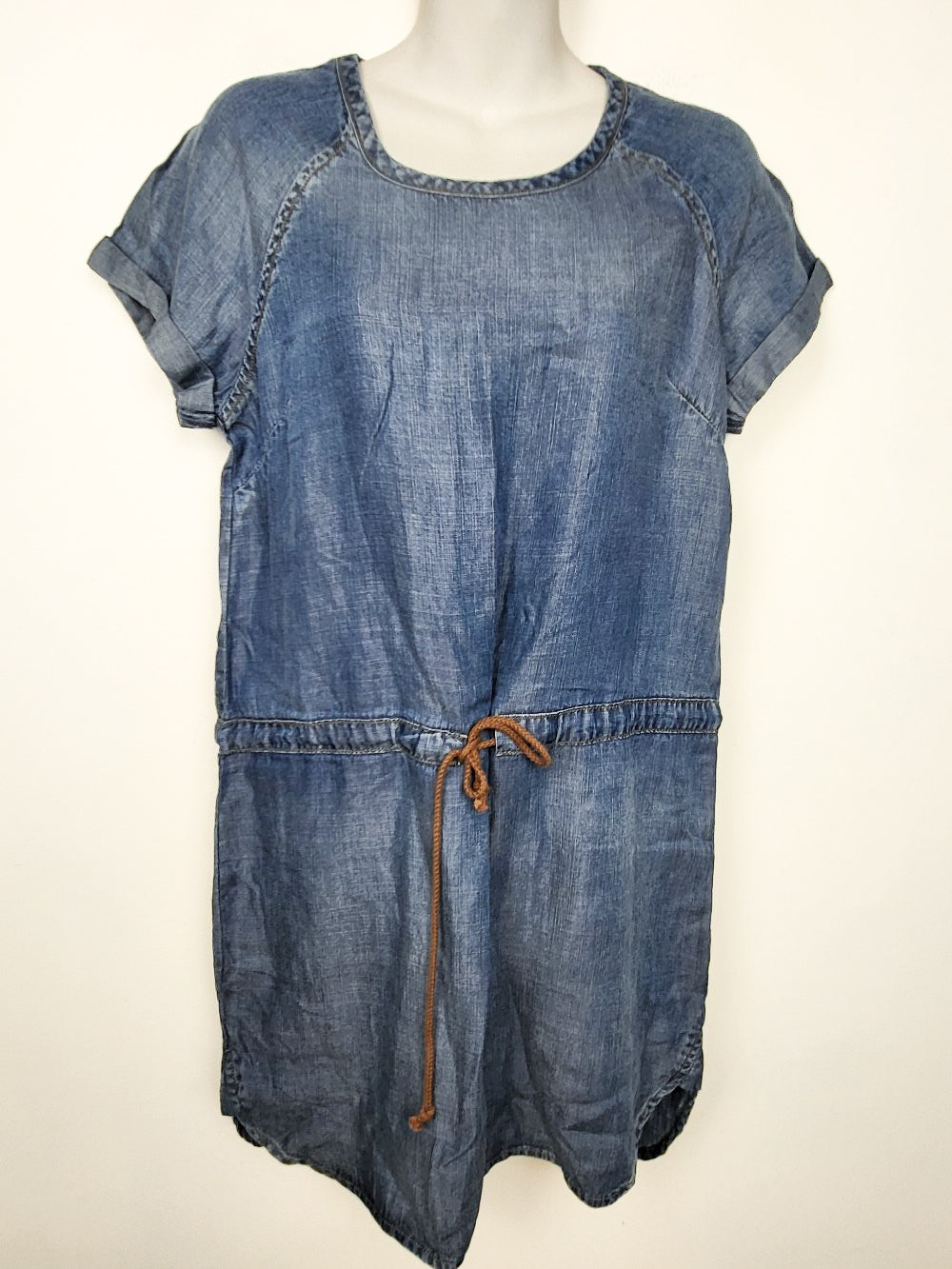 Anthropologie Cloth & Stone Chambray Drawstring Tencel Mini Dress | Size XS