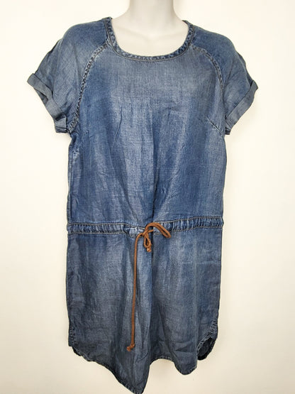 Anthropologie Cloth & Stone Chambray Drawstring Tencel Mini Dress | Size XS