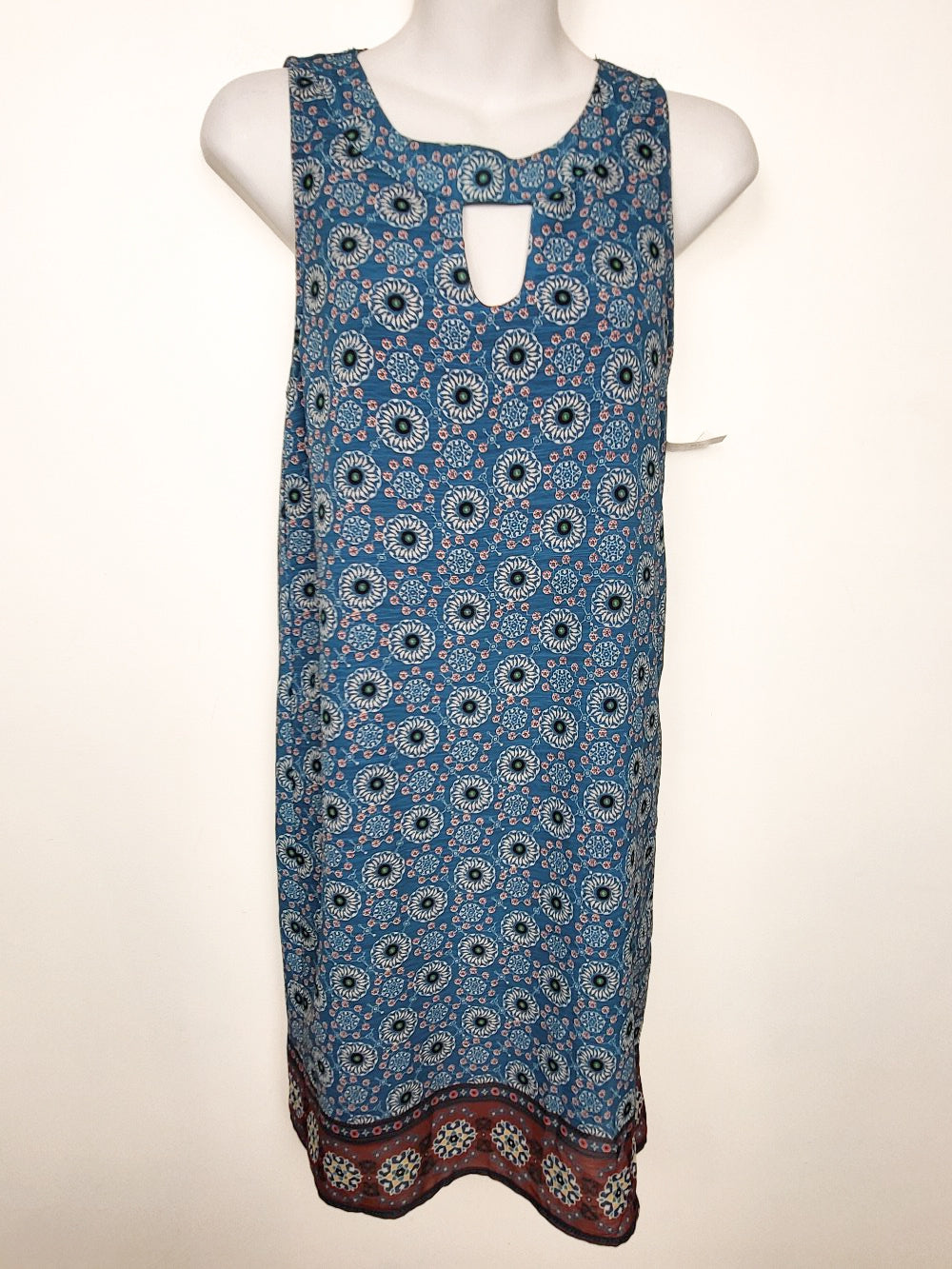 NEW - California Moonrise Teal Medallion Print Keyhole Shift Dress | Size XS