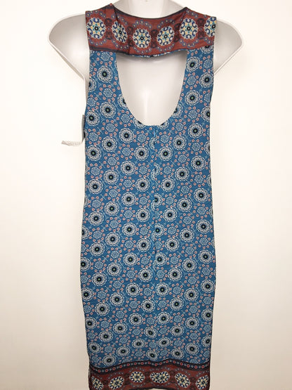 NEW - California Moonrise Teal Medallion Print Keyhole Shift Dress | Size XS
