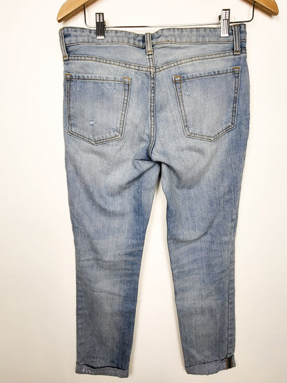 Gap Mid-Rise Cuffed Distressed Boyfriend Jeans | Tagged size 2 but measures as a 28 inch waist