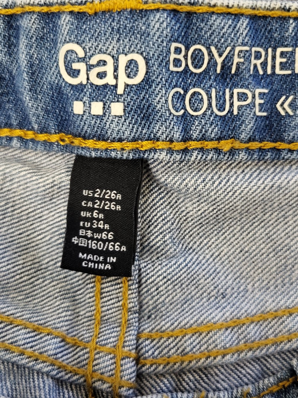 Gap Mid-Rise Cuffed Distressed Boyfriend Jeans | Tagged size 2 but measures as a 28 inch waist