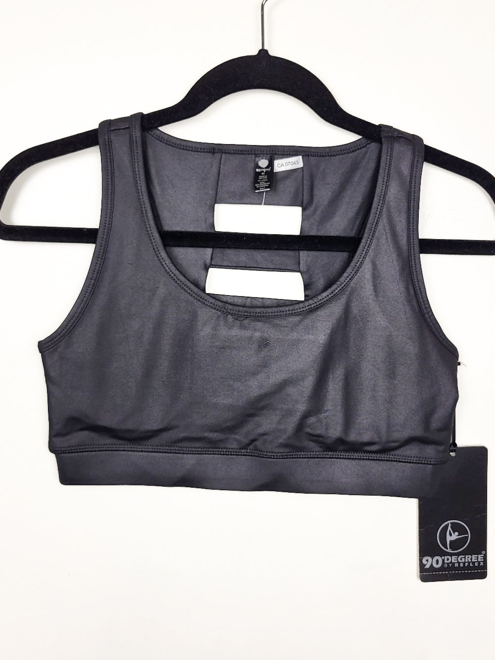 NEW - 90 Degree by Reflex Shiny Faux-Leather Sports Bra | Size MEDIUM