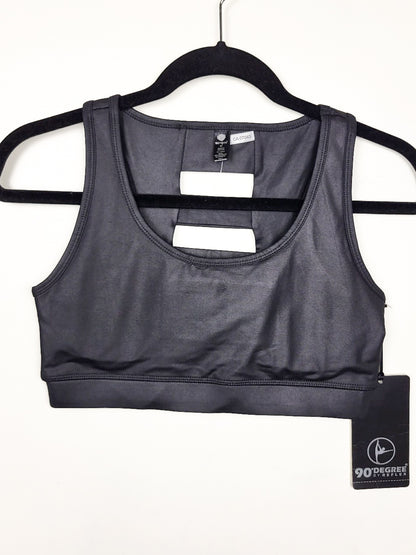NEW - 90 Degree by Reflex Shiny Faux-Leather Sports Bra | Size MEDIUM