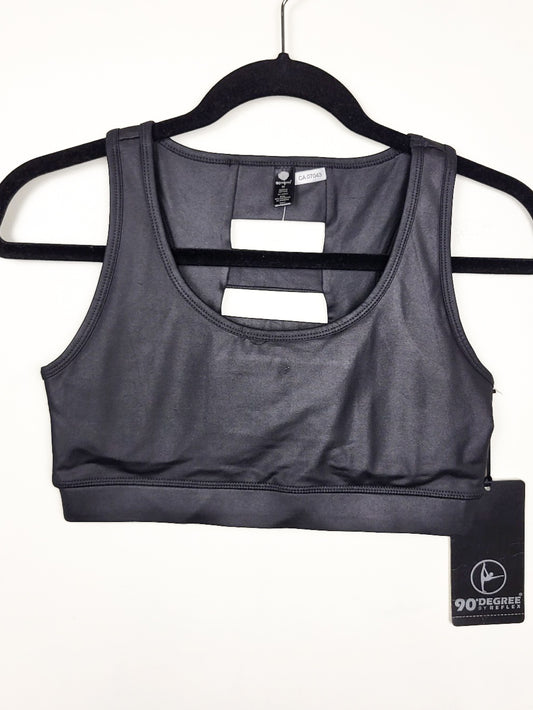 NEW - 90 Degree by Reflex Shiny Faux-Leather Sports Bra | Size MEDIUM