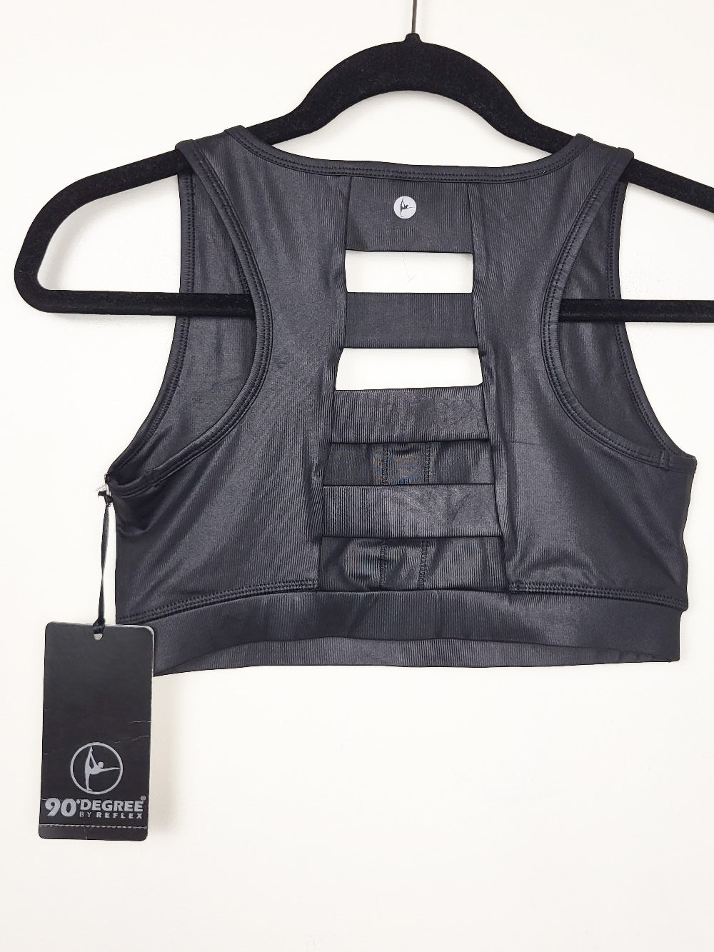 NEW - 90 Degree by Reflex Shiny Faux-Leather Sports Bra | Size MEDIUM