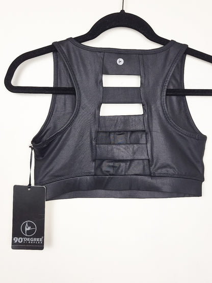 NEW - 90 Degree by Reflex Shiny Faux-Leather Sports Bra | Size MEDIUM