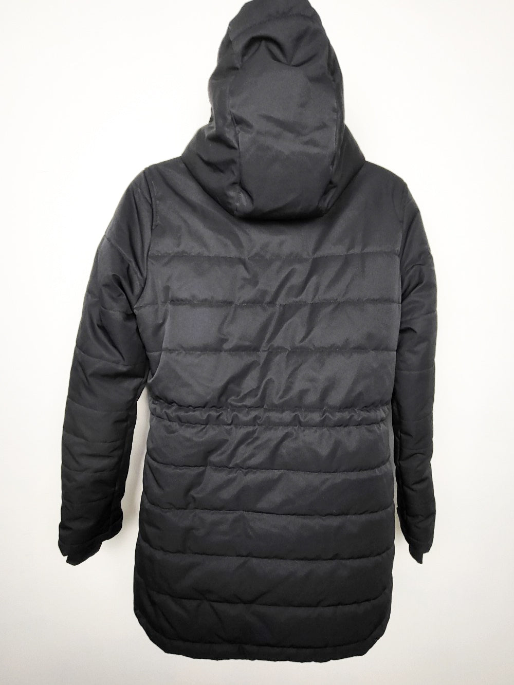 Joe Fresh Black Hooded Mid-Length Puffer Jacket | Size XS