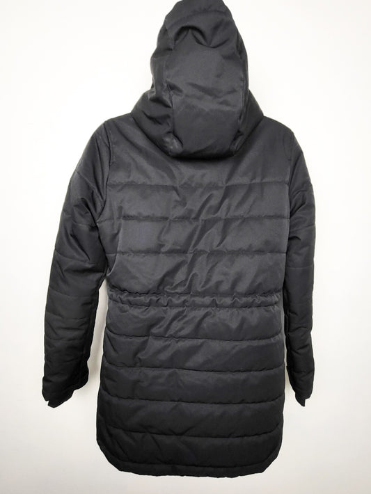 Joe Fresh Black Hooded Mid-Length Puffer Jacket | Size XS