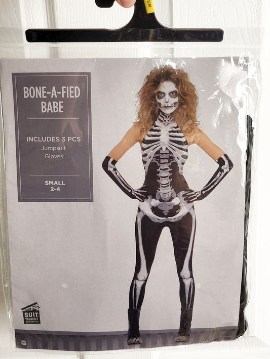 NEW -  Amscan "Bone-A-Fied Babe" Adult Skeleton Costume | Size SMALL
